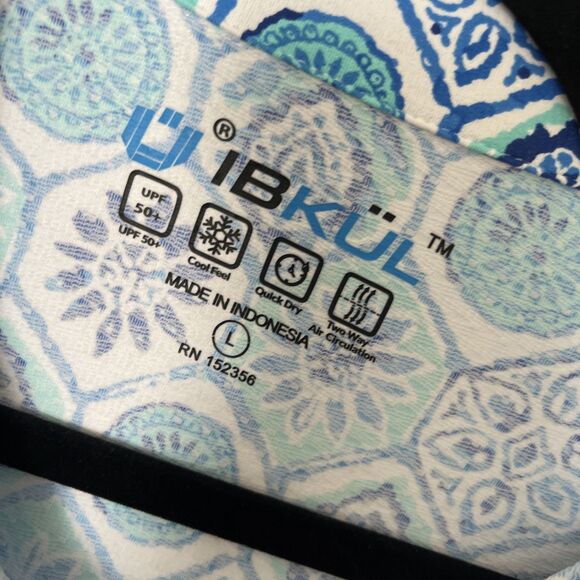 IBKUL Dress Large UPF Blue Cap Pleat Sleeve Tennis Golf Preppy Pickleball Cool - Picture 2 of 7